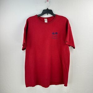 Gildan Ultra Cotton Tshirt Mens XL Red Blue Marathon Graphic Print‎ Short Sleeve